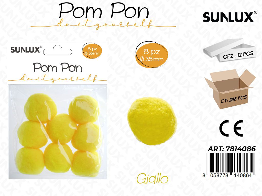 Sunlux Pompon Giallo 8PCS D.35MM
