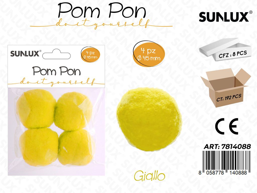 Sunlux Pompon Giallo 4PCS D.45MM