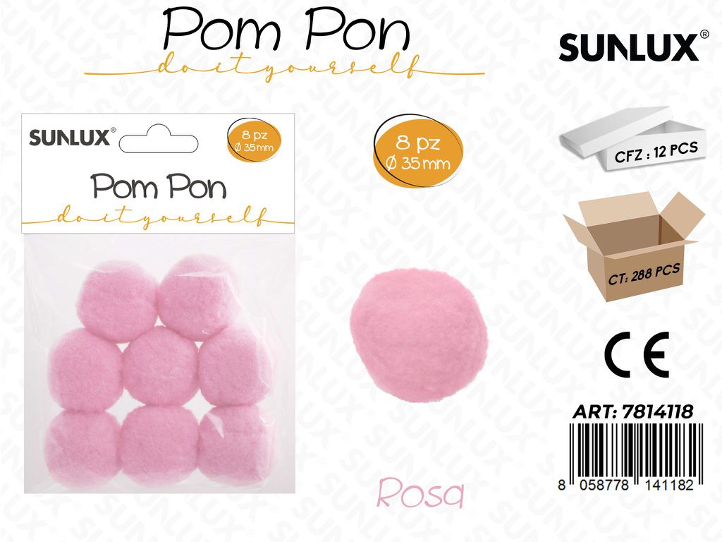 Sunlux Pompon Rosa 8PCS D.35MM