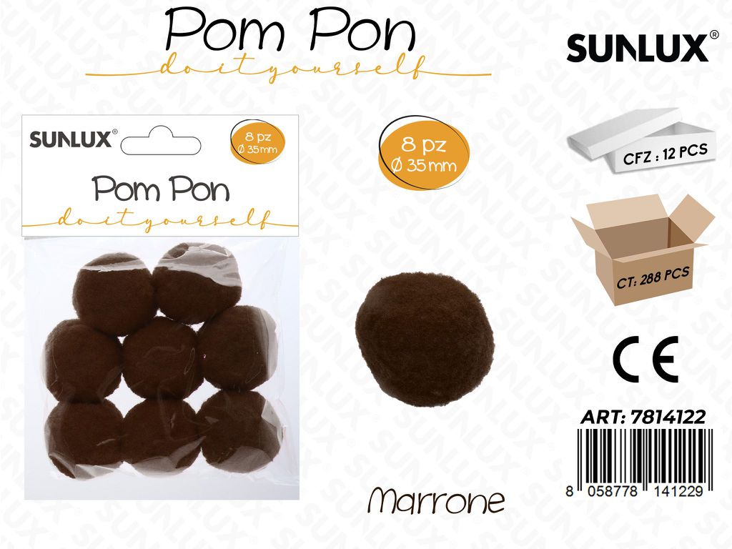 Sunlux Pompon Marrone 8PCS D.35MM
