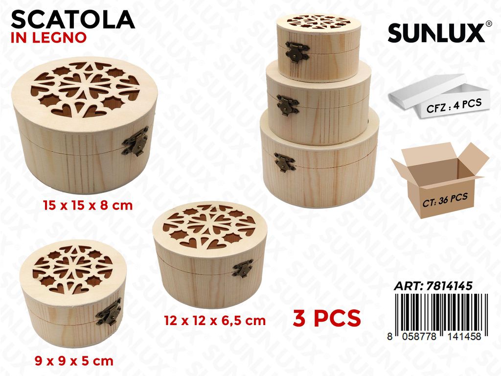 Sunlux Scatola Legno 3PCS Mis. Ass.