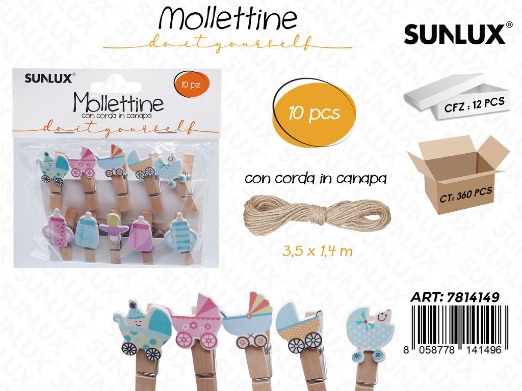 Sunlux Mollettine c/ Corda Baby 10PCS 3.5*1.4CM