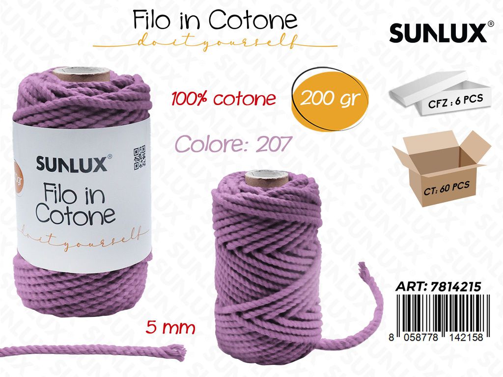 Sunlux Filo in Cotone Viola L207 200G 5MM