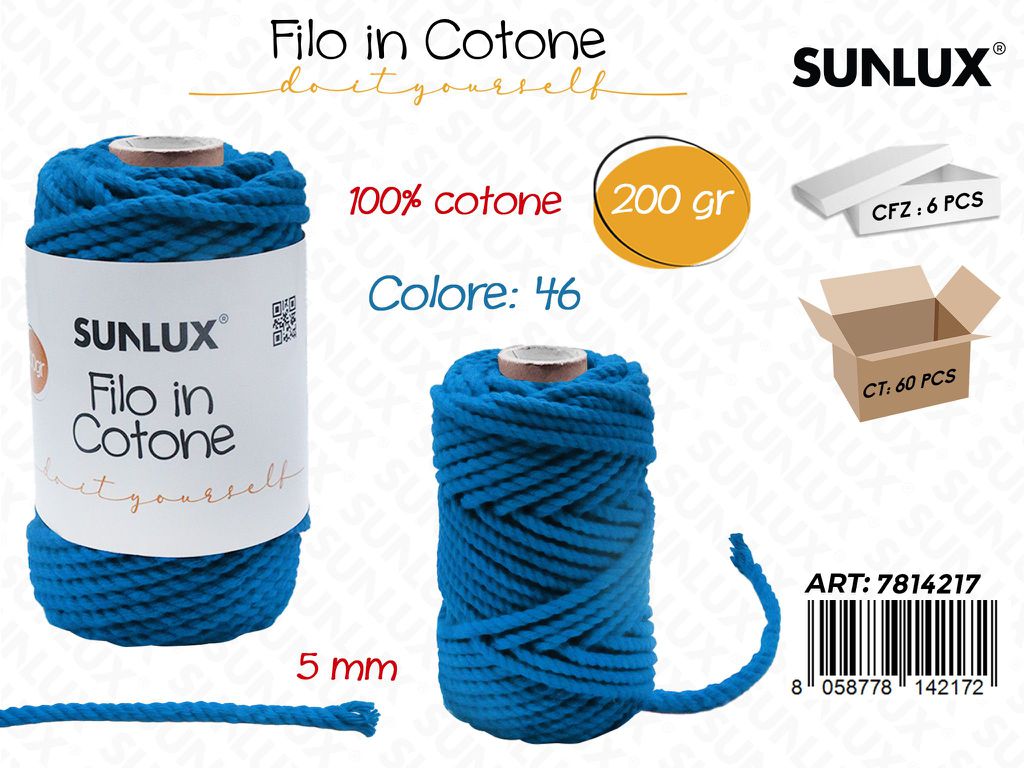 Sunlux Filo in Cotone Blu D46 200G 5MM