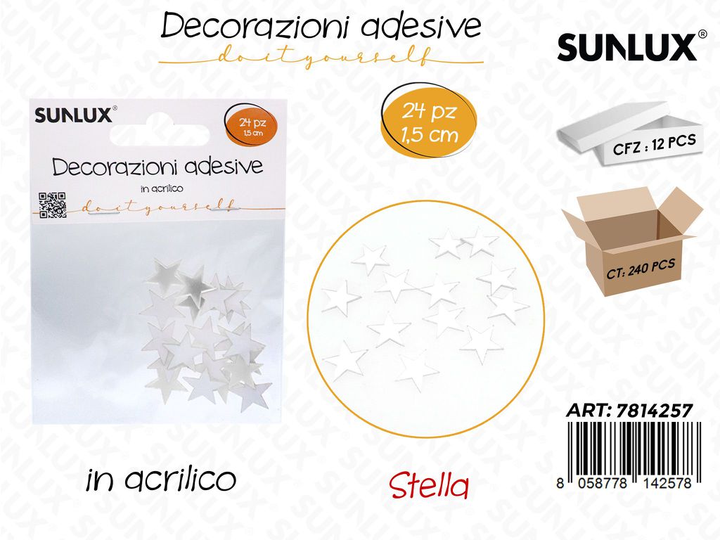 Sunlux Dec. Adesive Stella 24PCS 1.5CM