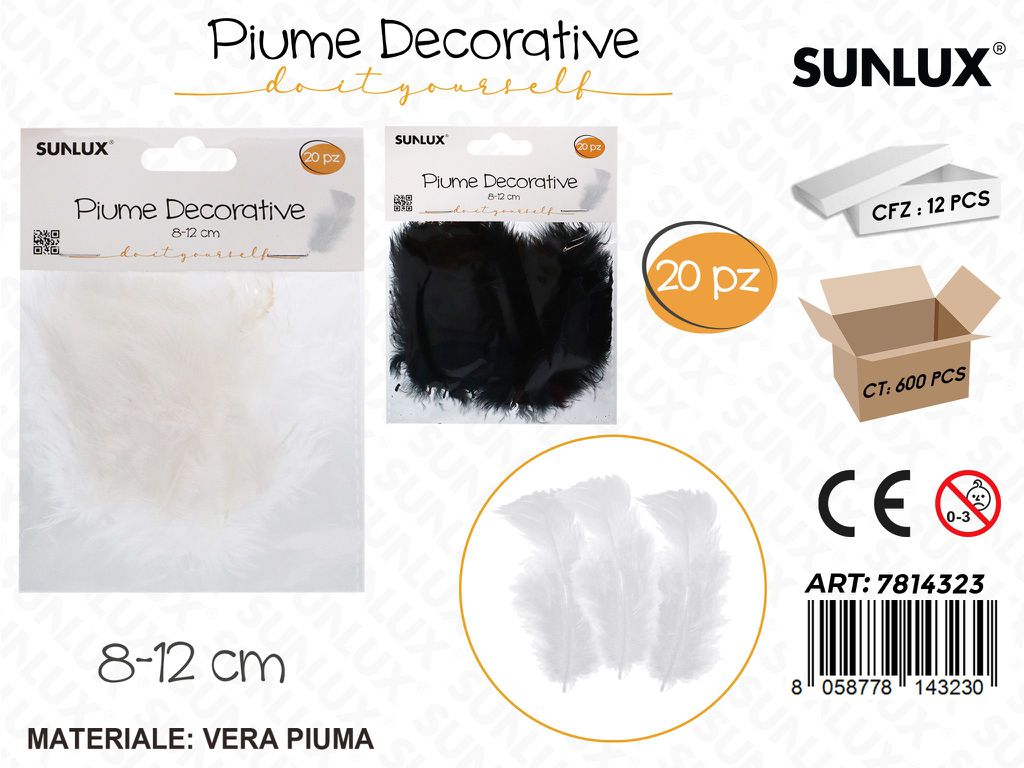 Sunlux Piume Dec. 20PCS 8-12CM Ass.
