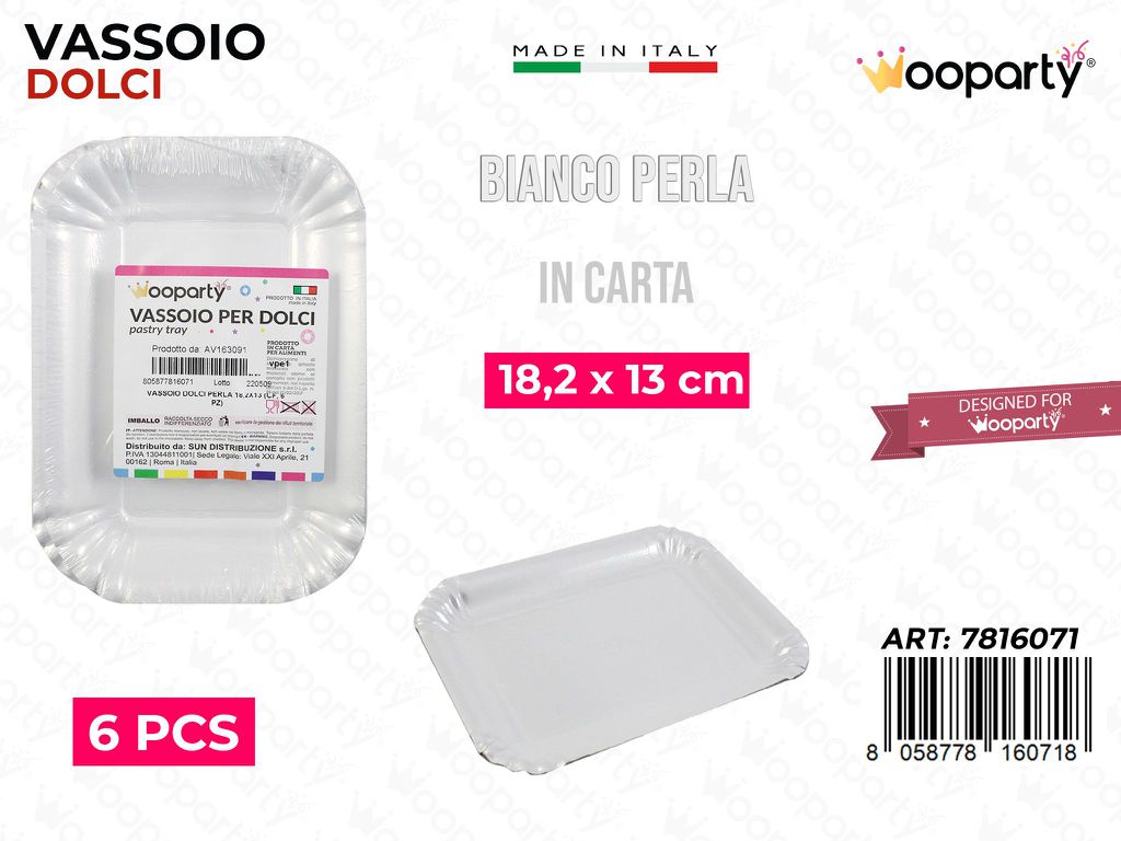 Vassoio per Dolci Bianco Perla 18.2*13CM 6PCS
