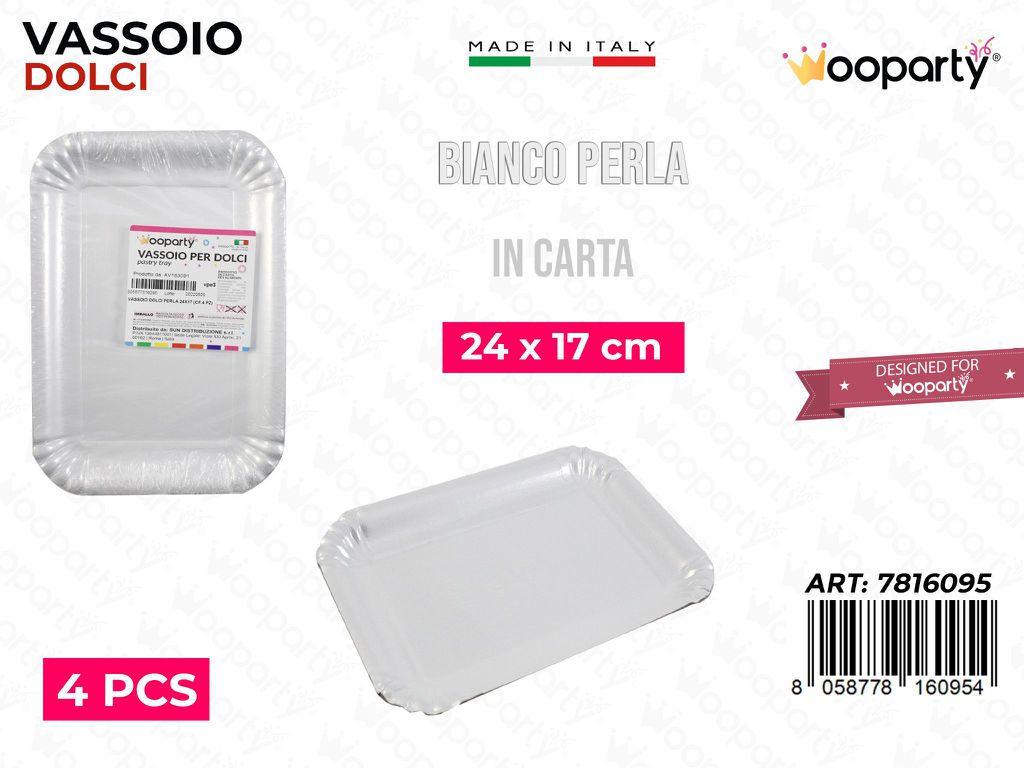 Vassoio per Dolci Bianco Perla 24*17CM 4PCS