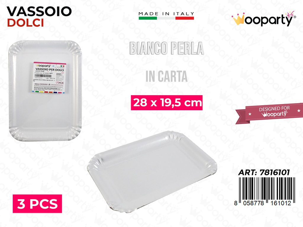 Vassoio per Dolci Bianco Perla 28*19.5CM 3PCS