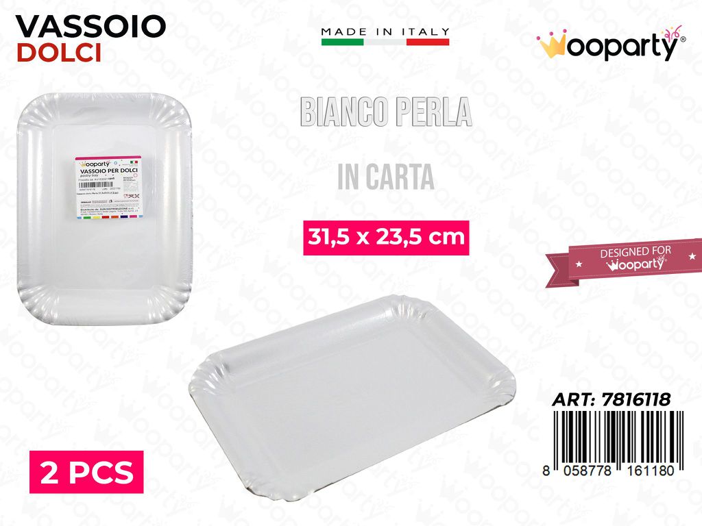 Vassoio per Dolci Bianco Perla 31.5*23.5CM 2PCS