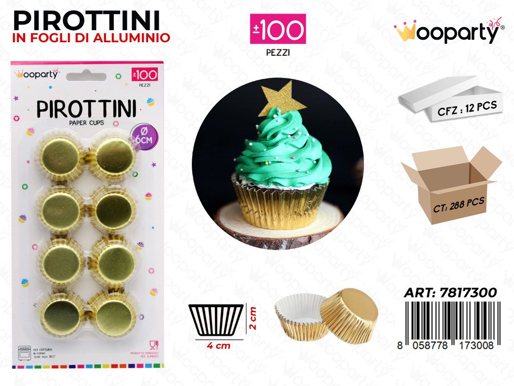 Wooparty Pirottini in Ff Allum. Oro 100PCS 4*2CM