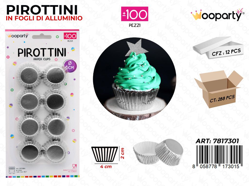 Wooparty Pirottini in Ff Allum. Arg. 100PCS 4*2CM