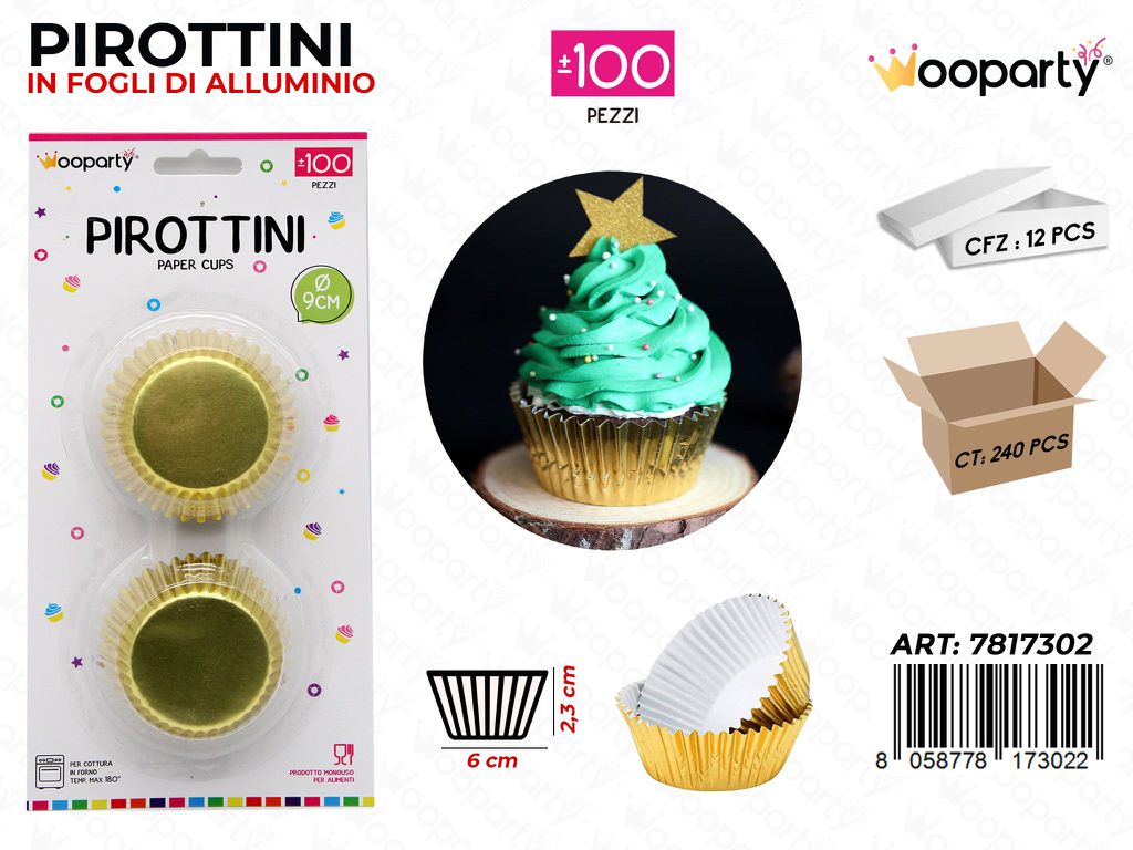Wooparty Pirottini in Ff Allum. Oro 100PCS 6*2.3CM
