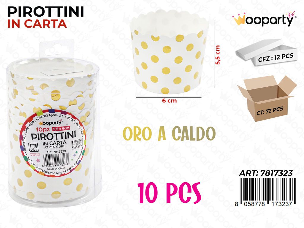 Wooparty Pirottini Metal Pois Oro 10PCS 6*5.5CM