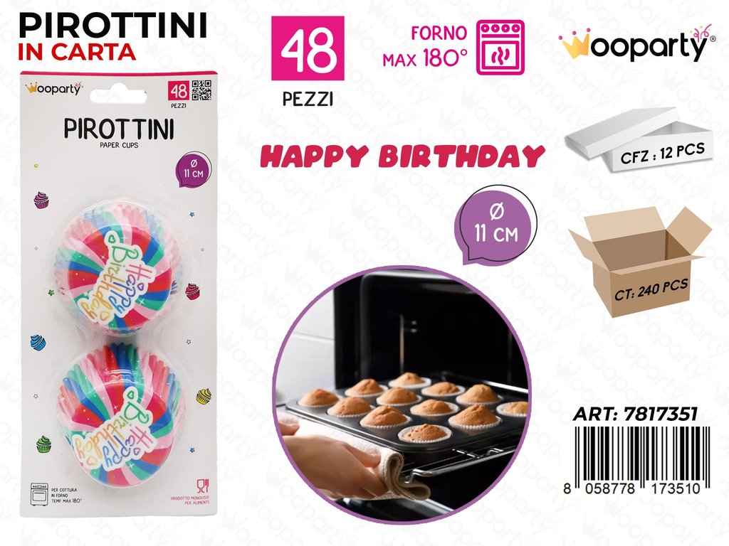 Wooparty Pirottini H. Birthday 48PCS D.11CM