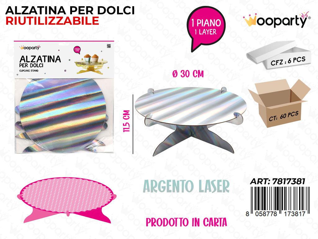 Wooparty Alzatina per Dolci Arg. Laser 1PIANO 11.5CM