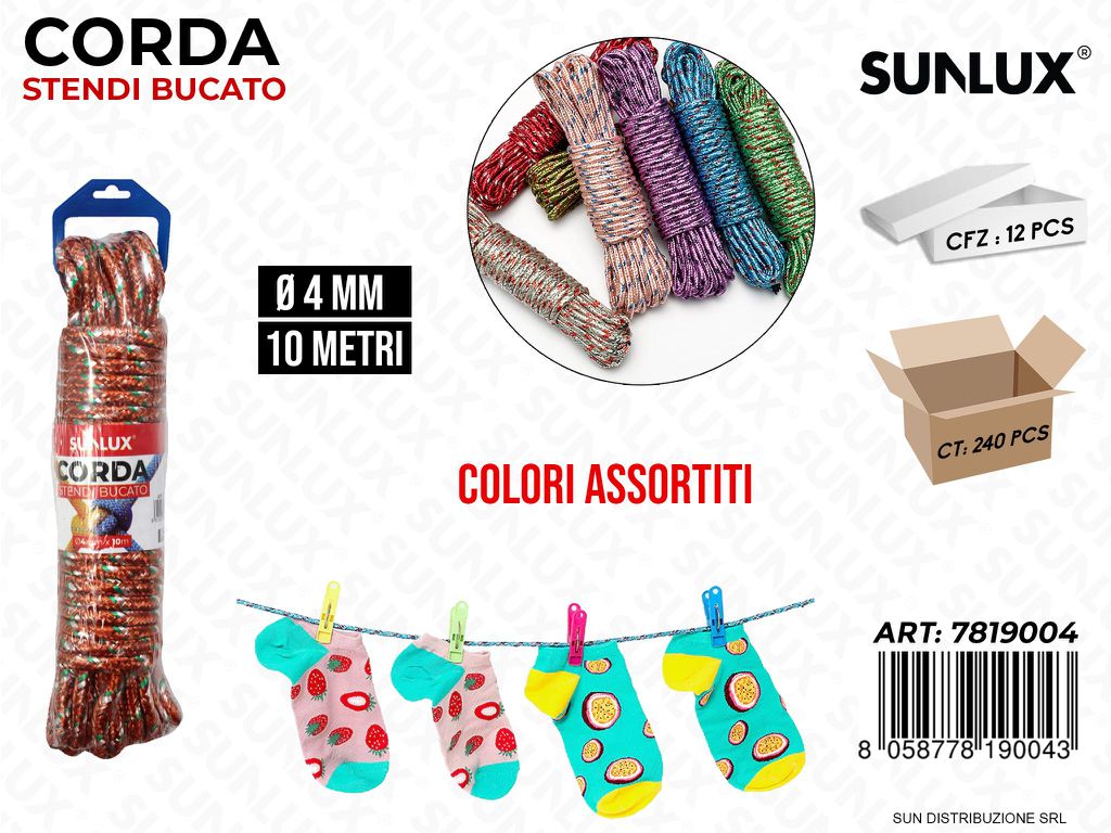 Corda Stendi Bucato Col. Ass. D.4MM*10MT