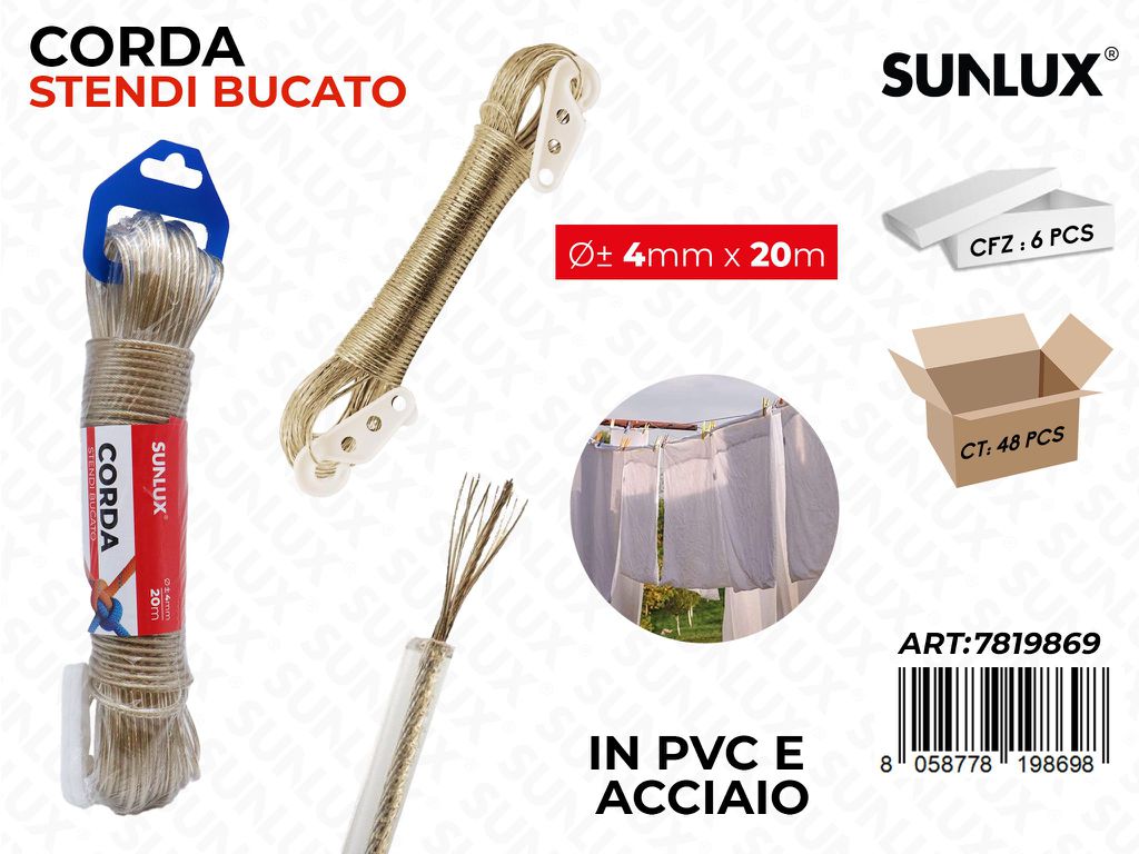 Sunlux Corda Stendi Bucato Acc. 4MM*20MT