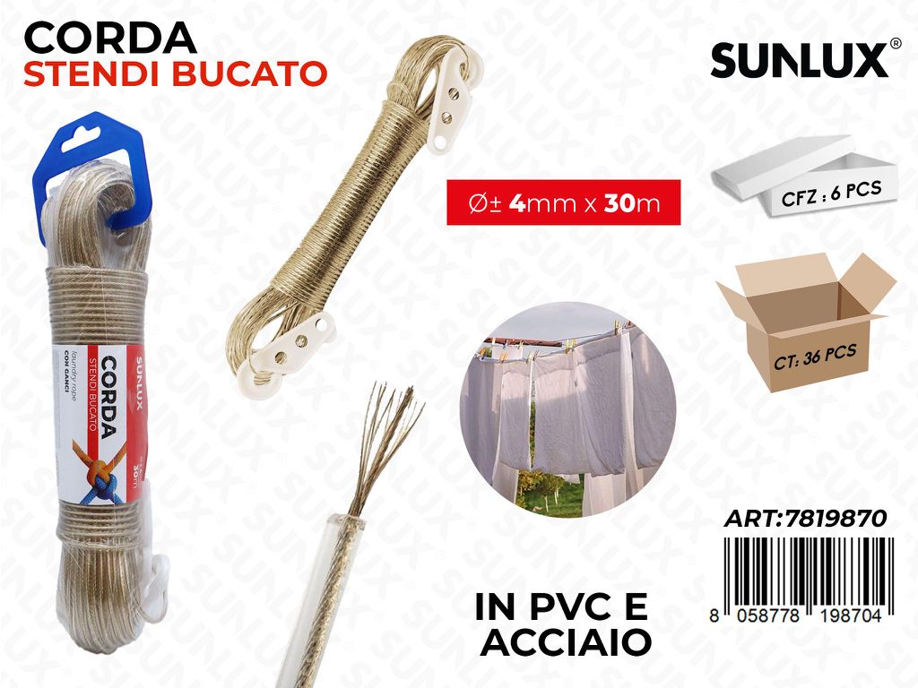 Sunlux Corda Stendi Bucato Acc. 4MM*30MT