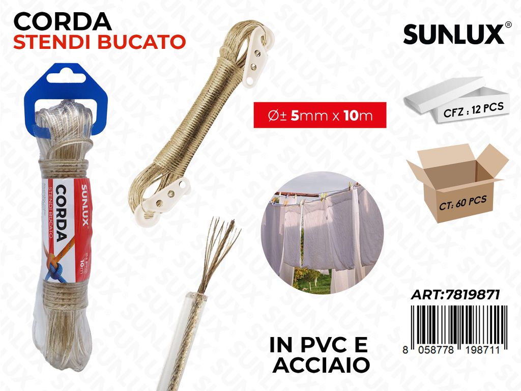 Sunlux Corda Stendi Bucato Acc. 5MM*10MT