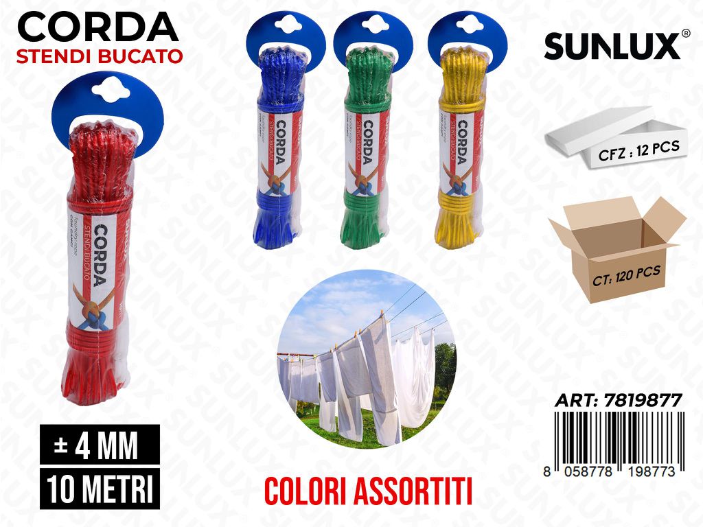 Sunlux Corda Stendi Bucato 4MM*10MT Ass.