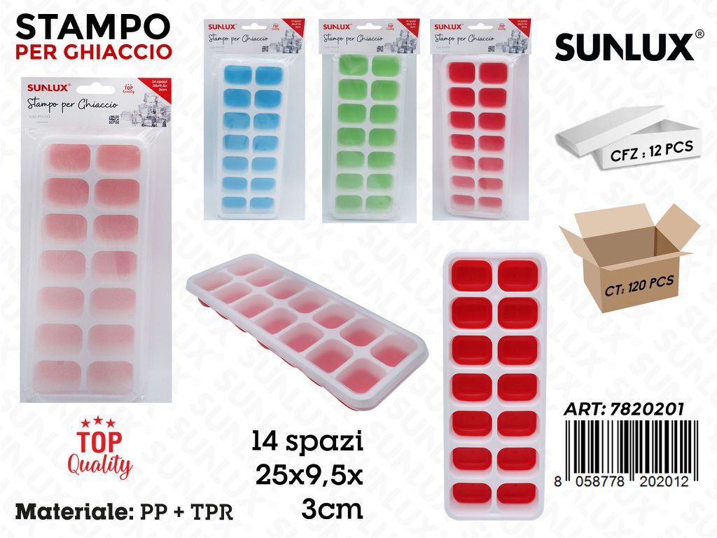 Sunlux Stampo per Ghiaccio in Pp 14SP. Ass. 25*9.5*3CM
