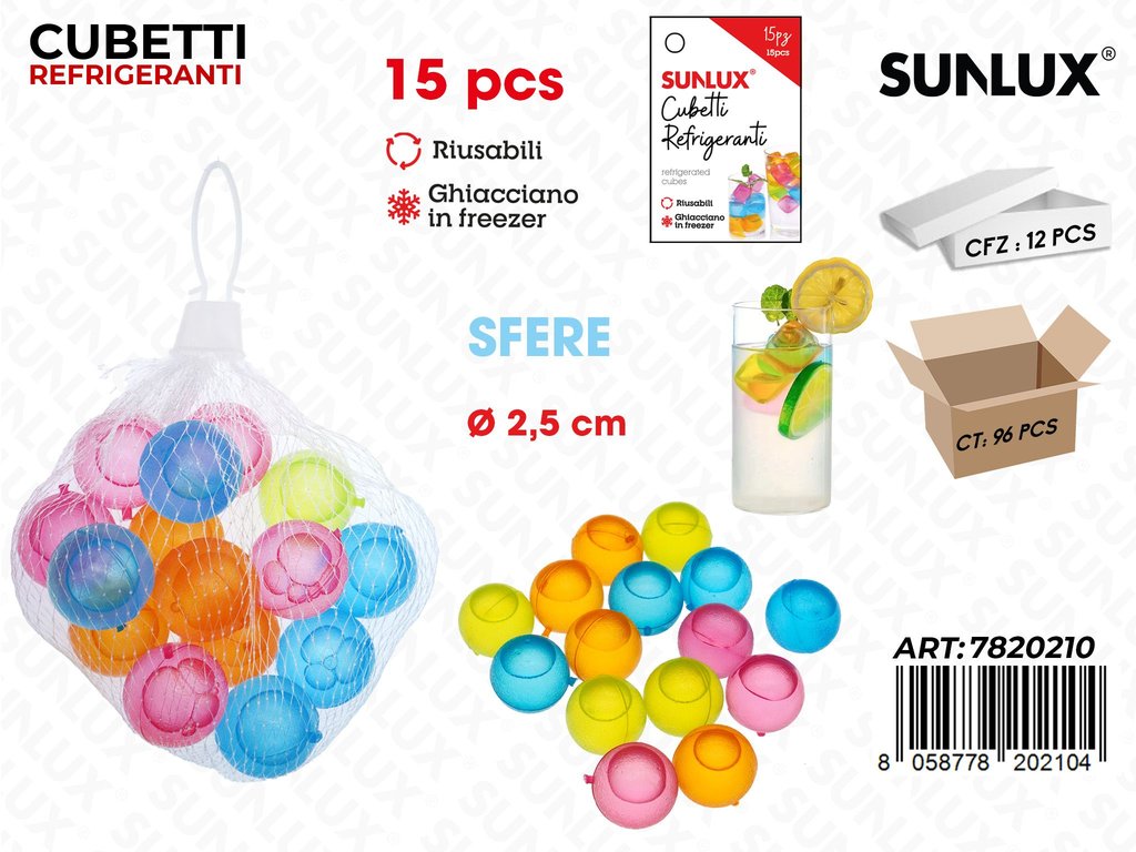 Sunlux Cubetti Refrigeranti Sfere 15PCS Ass. 2.5CM
