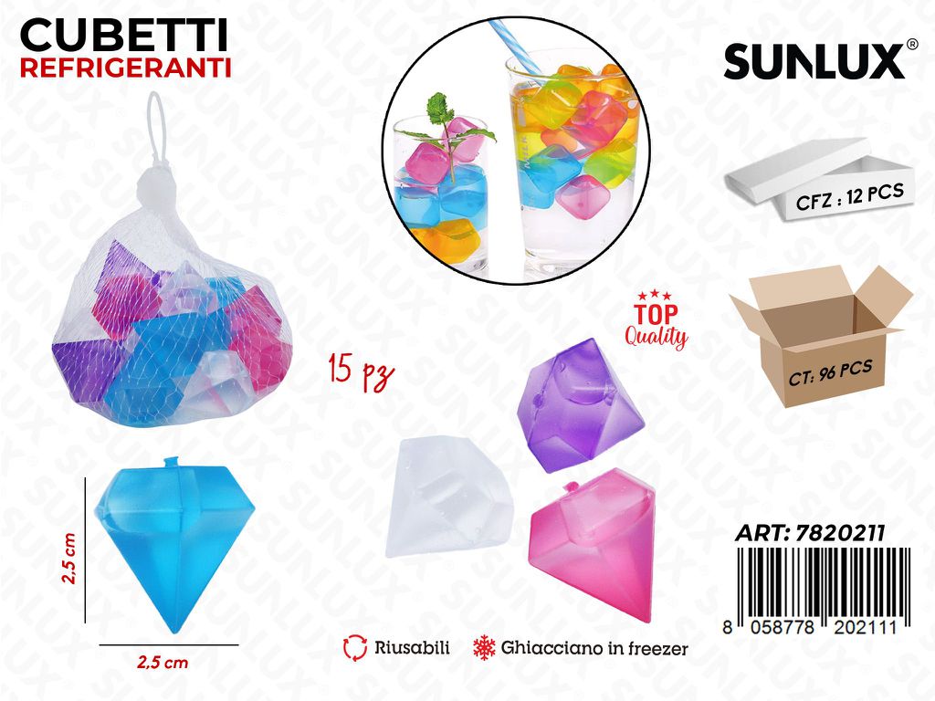 Sunlux Cubetti Refrigeranti 15PCS Ass. 2.5CM