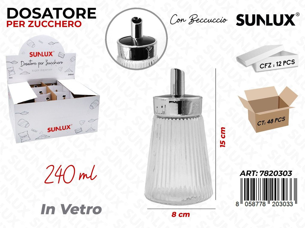 Sunlux Esp. Dosatore Zucchero in Vetro 240ML 8*15CM