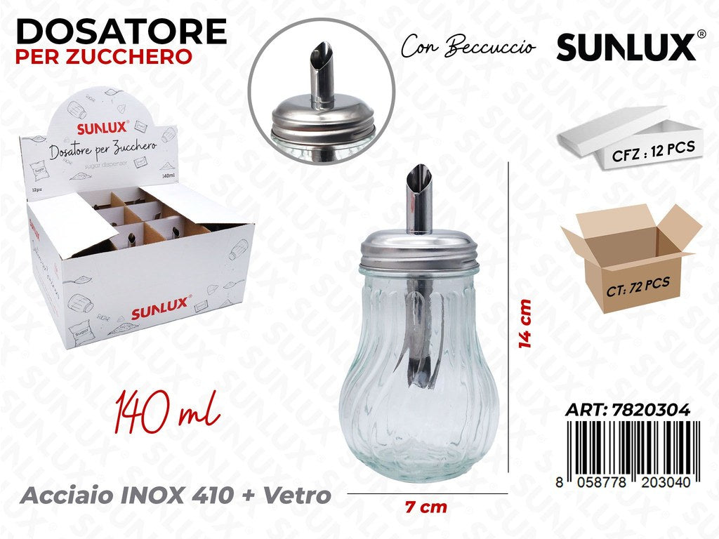 Sunlux Esp. Dosatore Zucchero in Vetro 140ML 7*14CM