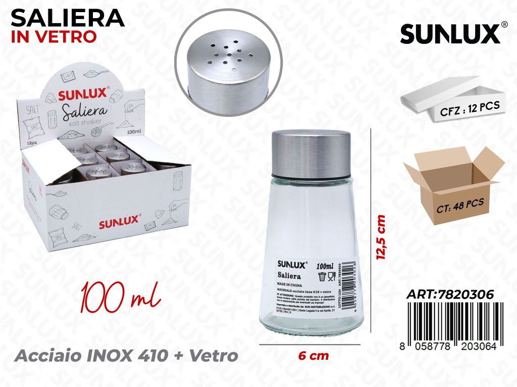 Sunlux Esp. Saliera in Vetro 100ML 6*12.5CM