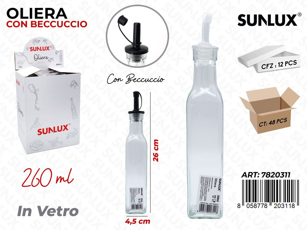 Sunlux Esp. Oliera in Vetro 260ML 4.5*26CM