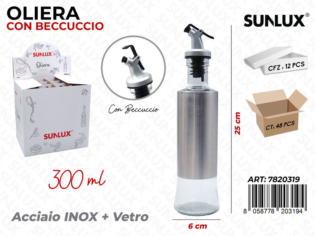 Sunlux Esp. Oliera-acetiera in Vetro 300ML 6*25CM