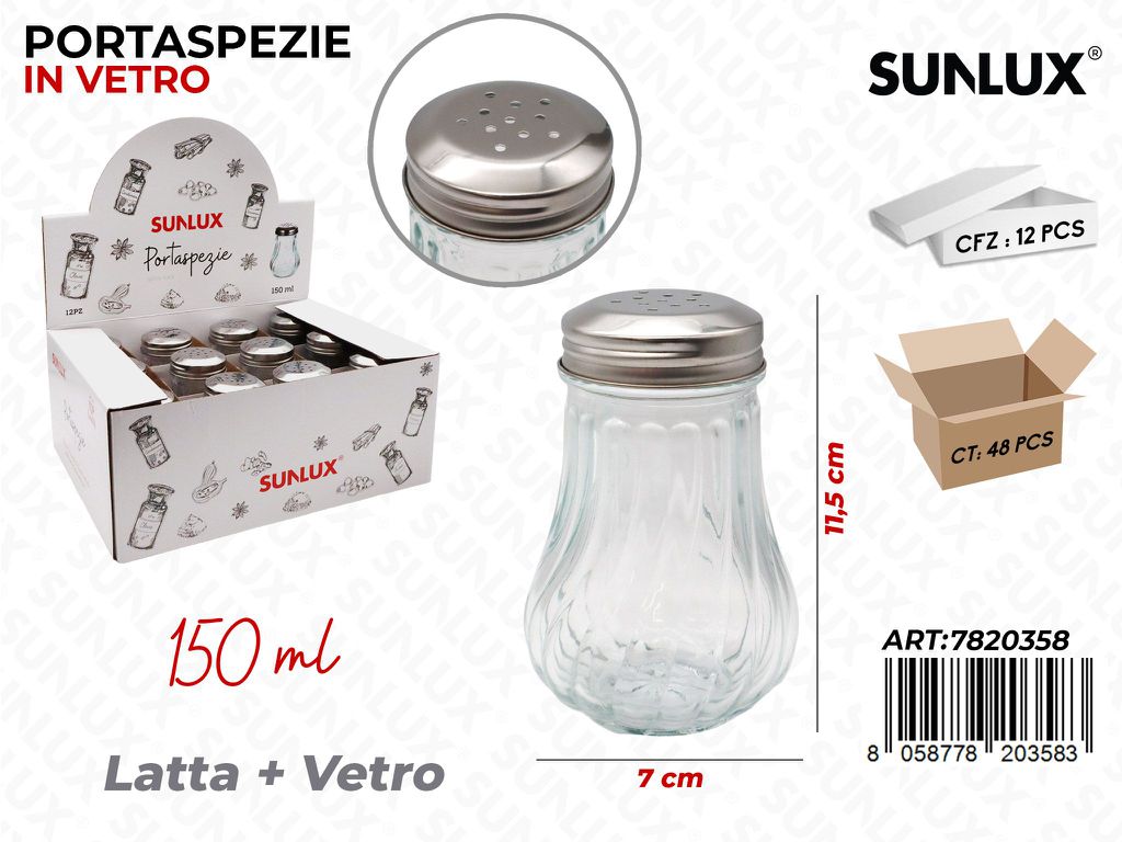 Sunlux Esp. Portaspezie in Vetro 150ML 7*11.5CM