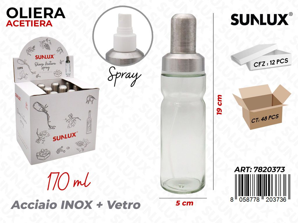 Sunlux Oliera Acetiera Spray INOX*VE 170ML 5*19CM