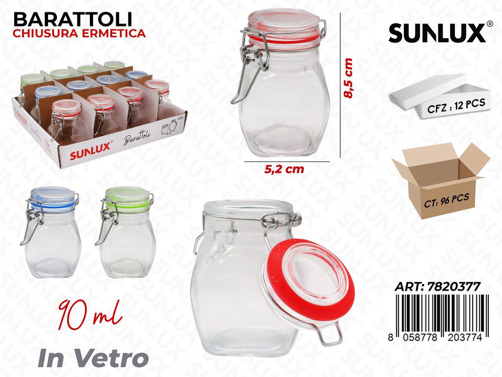 Sunlux Barattoli Ermetici Vetro 10ML 5.2*8.5CM