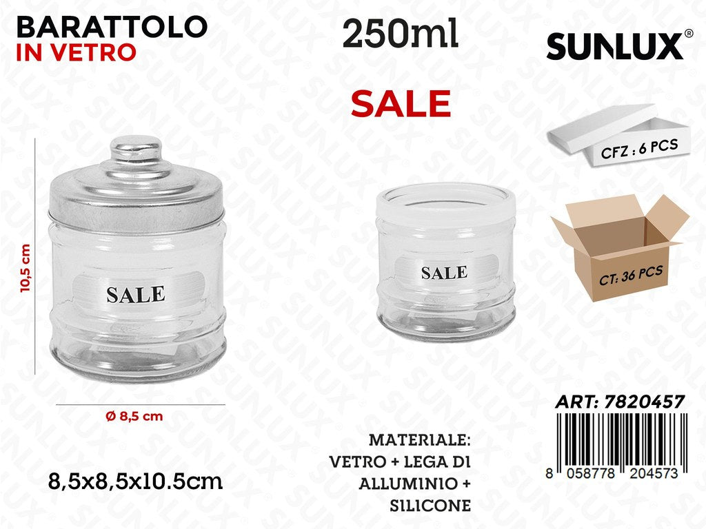 Sunlux Barattolo Vetro Sale D.8.5*10.5CM 250ML