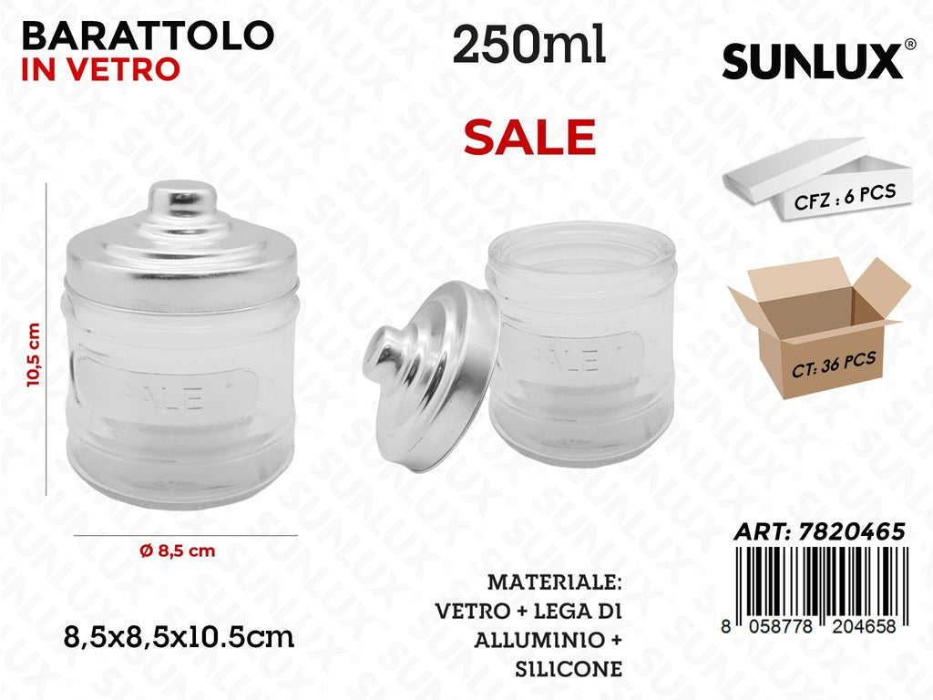 Sunlux Barattolo Vetro Sale D.8.5*10.5CM 250ML