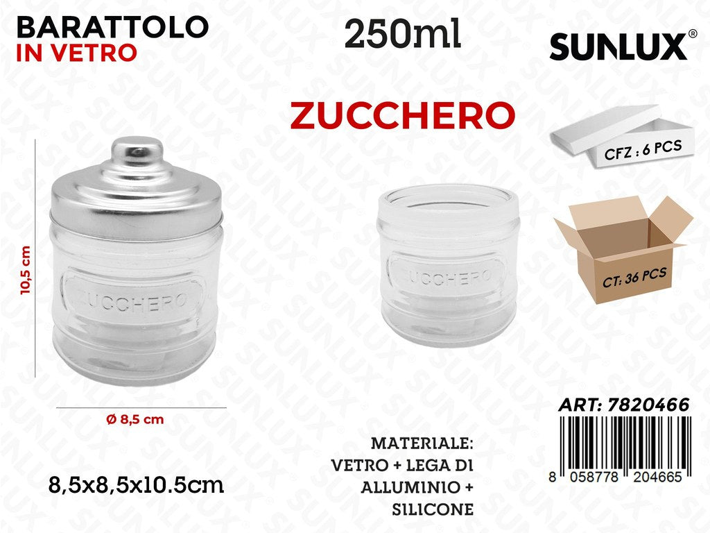 Sunlux Barattolo Vetro Zucch. D.8.5*10.5CM 250ML