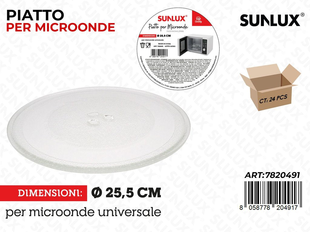 Sunlux Piatto Microonde in Vetro D.25.5CM