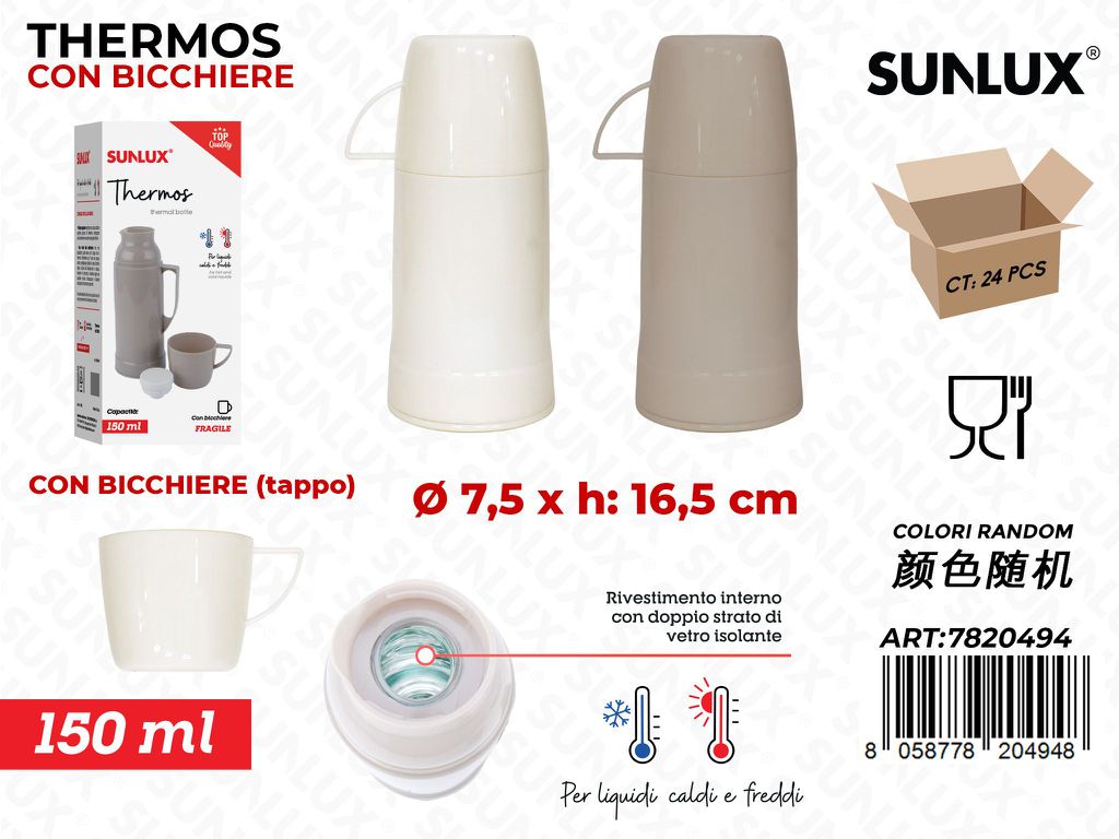 Sunlux Thermos c/Bicchiere 150ML 7.5*16.5CM
