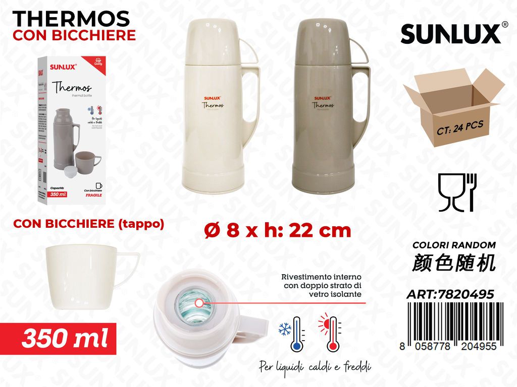 Sunlux Thermos c/Bicchiere 350ML 8*22CM