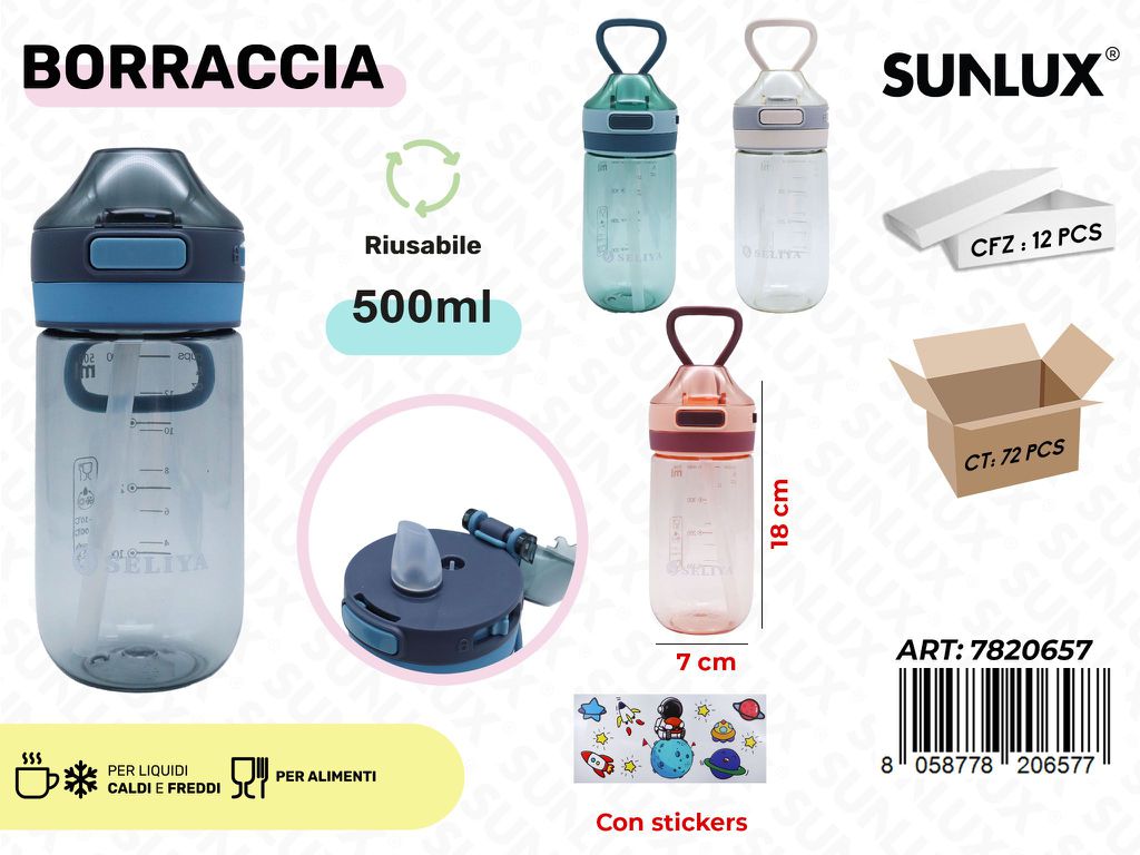 Sunlux Borraccia Ass. 500ML 7*18CM