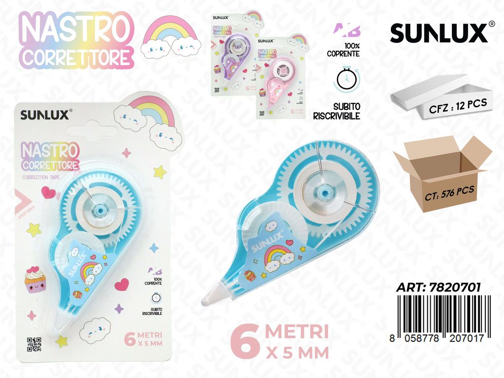 Nastro Correttore Rainbow 6Mt*5Mm Ass.