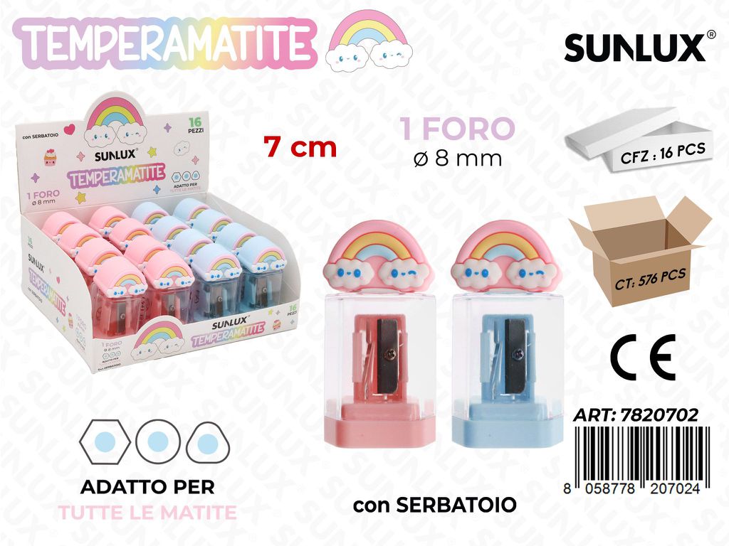 Temperamatite C/Serb. 1Foro Rainbow 7Cm
