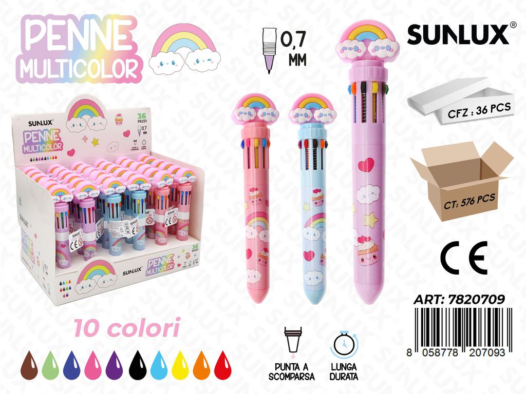 Penne Multicolor Rainbow 10Col. 0.7Mm Ass.