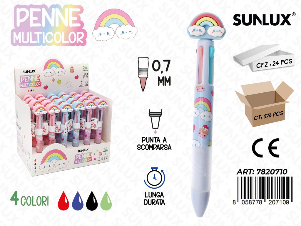 Penne Multicolor Rainbow 4Col. 0.7Mm Ass.