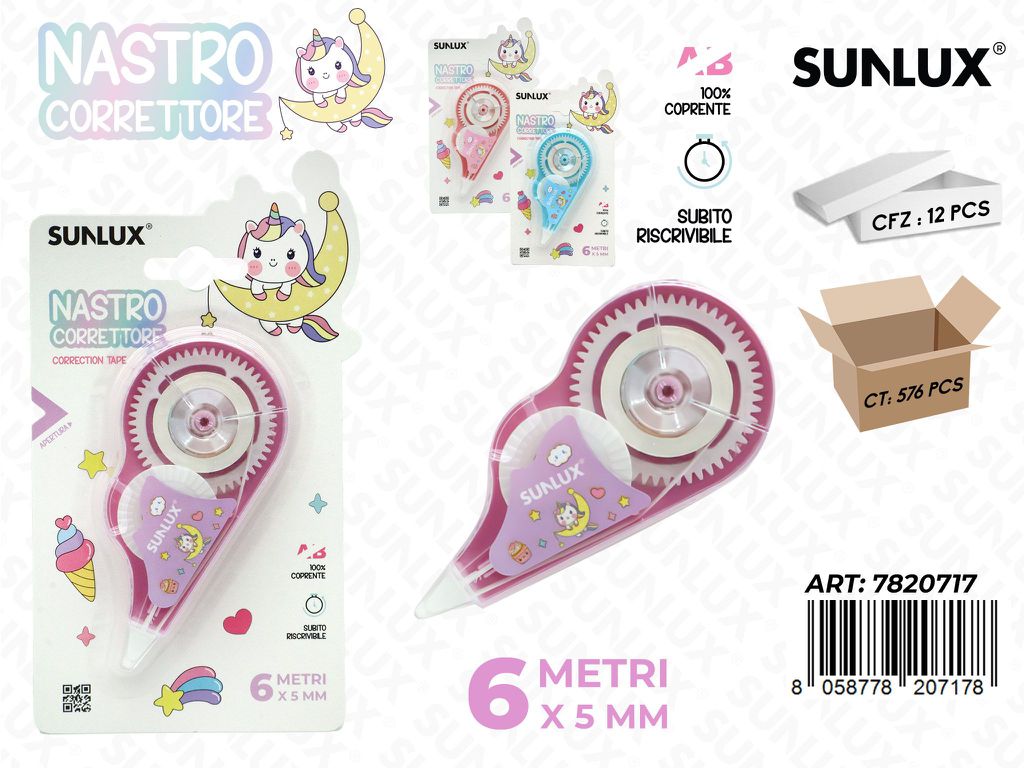 Nastro Correttore Unicorn 6Mt*5Mm Ass.