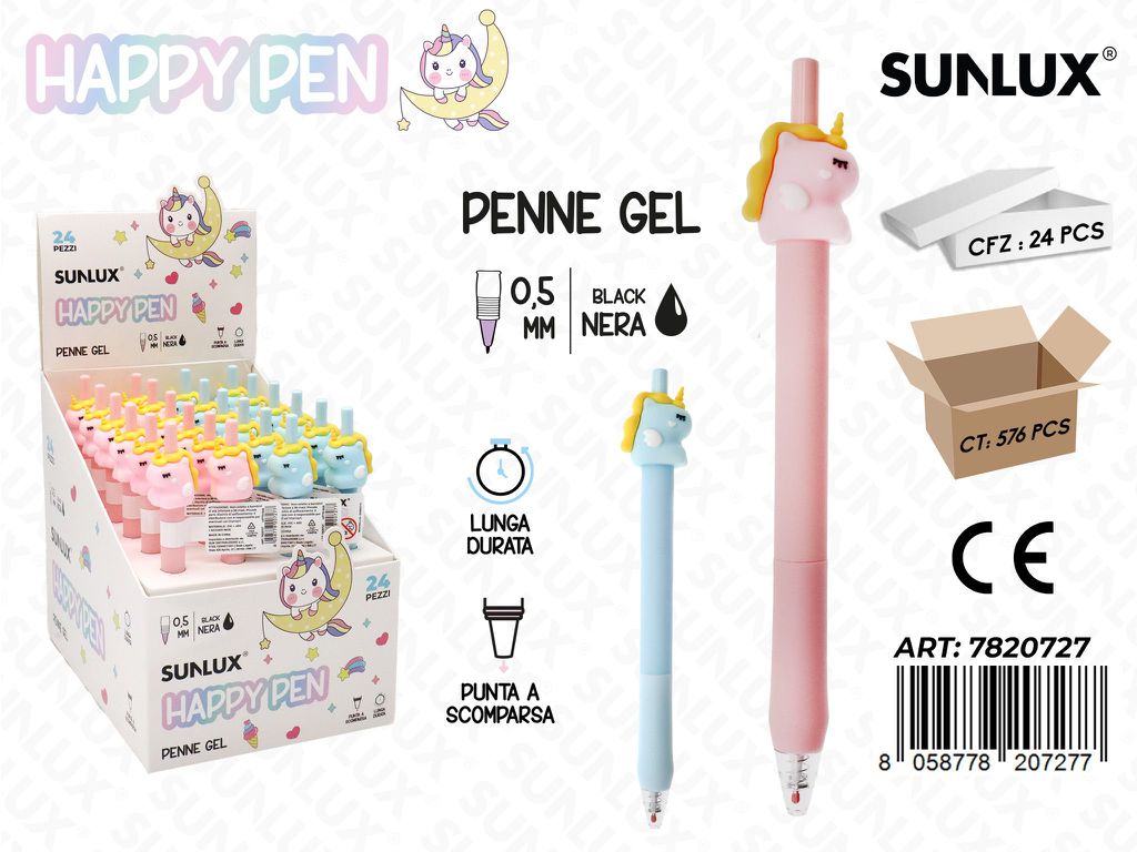 Happy Pen Unicorn Gel Nero 0.5Mm Ass.
