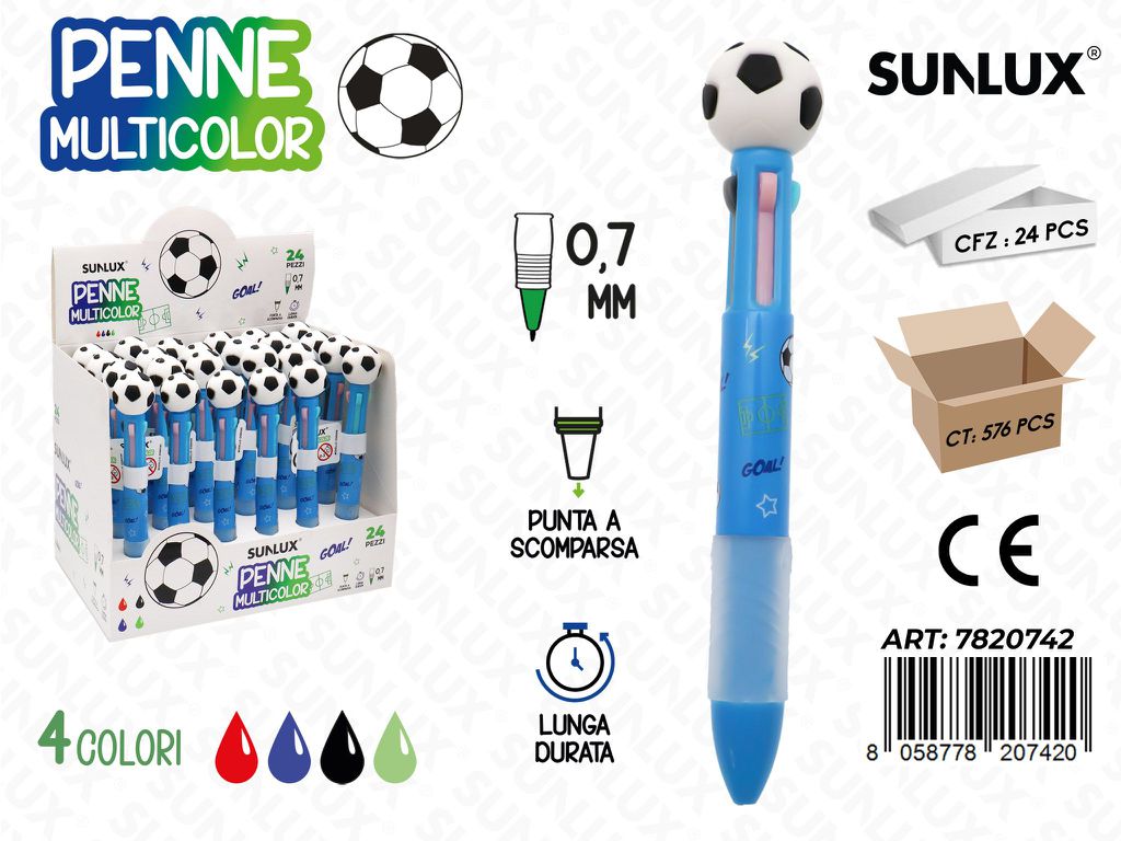 Penne Multicolor Football 4Col. 0.7Mm
